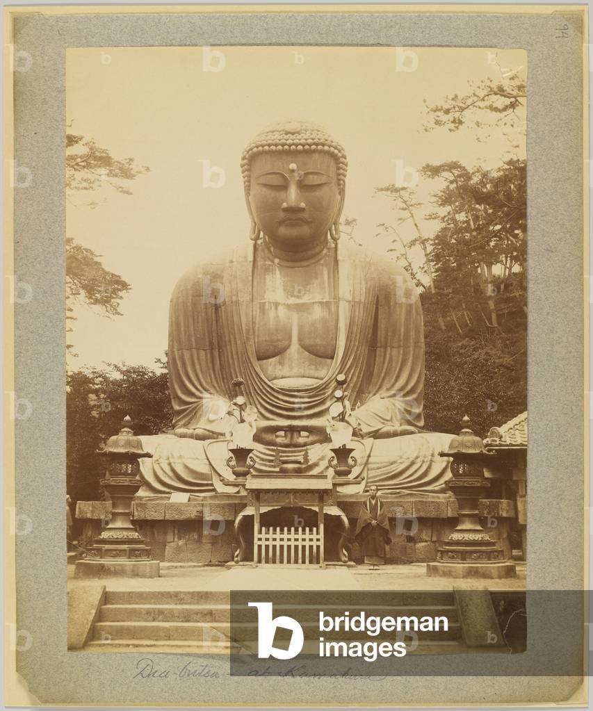 Daibutsu at Kamakura, Japan (b/w photo)