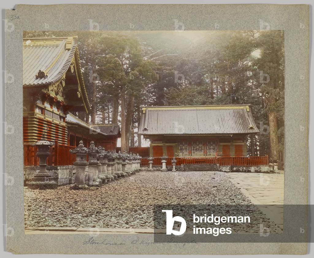 Store houses in Tōshō-gū, Nikko, Japan (hand-coloured b/w photo)