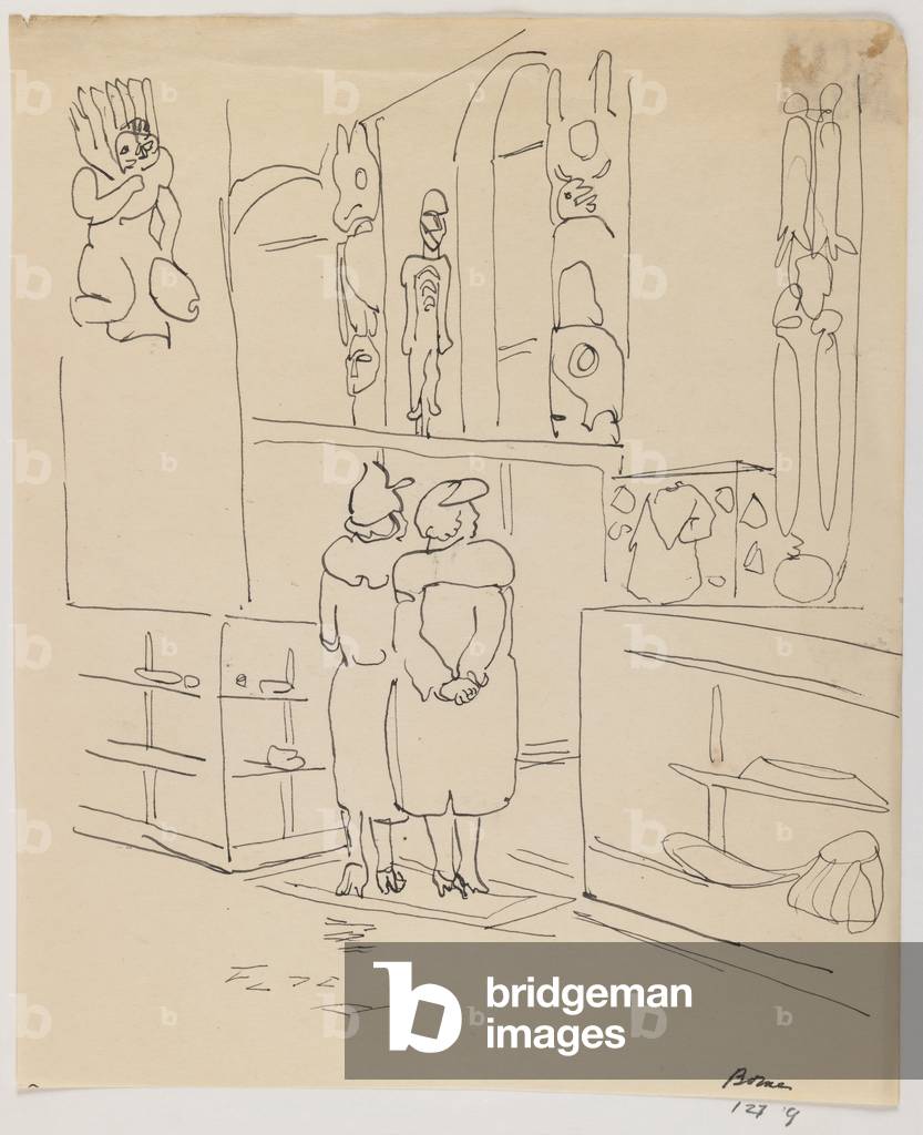 Indian Hall Museum of Natural History, N.Y., 1934 (pen & ink on paper)