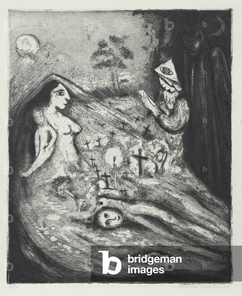 Spirits in Graveyard, 1954 (etching)