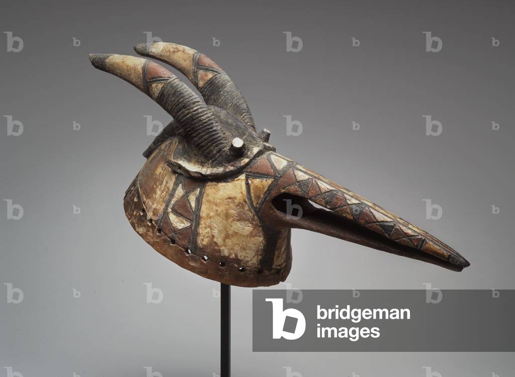 Wan-pesego Maske, Mossi Society, Burkina Faso (Holz, Farbe & harziges Material)