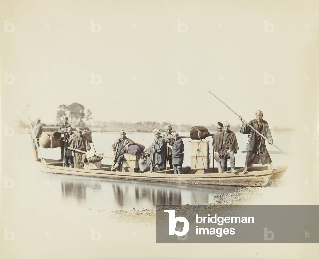 Ferryboat, Japan (hand-coloured b/w photo)