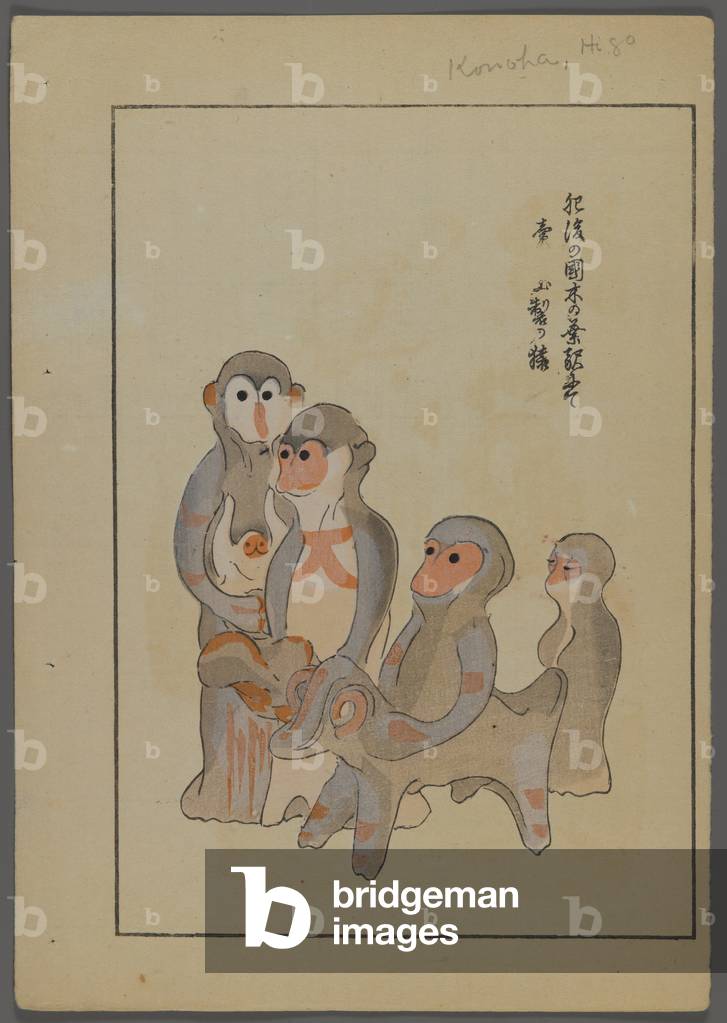 Japanese toys, from Unai no tomo (A Child's Friends) by Shimizu Seifu, 1891-1923. Monkeys, ox.