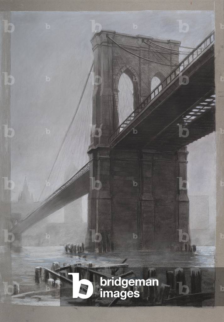 Brooklyn Bridge, 1985 (charcoal and pastel on paper)