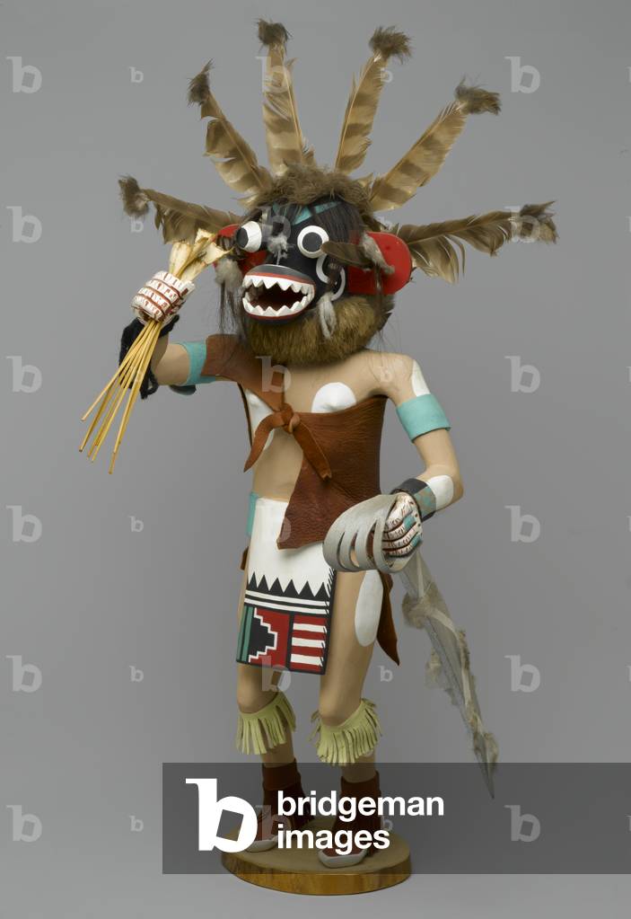Kachina Doll, 1960-1970 (cottonwood root, acrylic pigment, hide, feathers, fur, horse hair, wood, yarn)