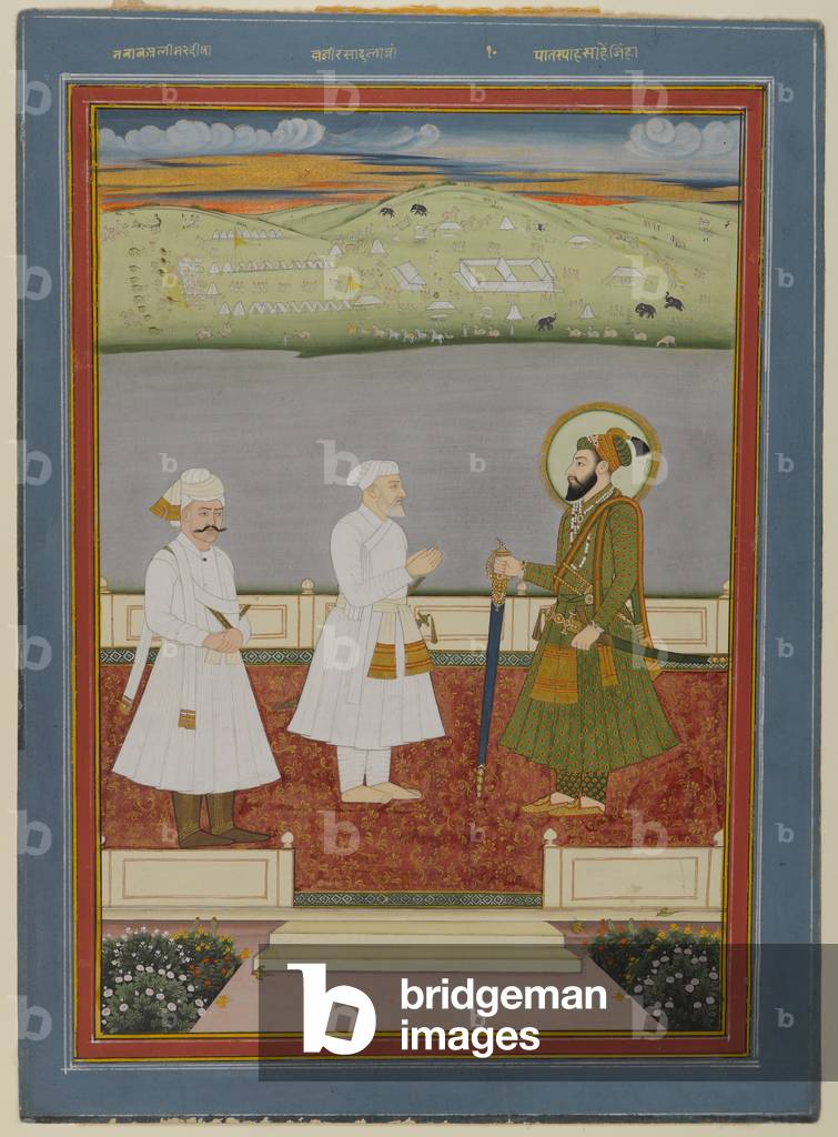 Emperor meeting with courtiers, early 18th century (opaque w/c & gold on paper)
