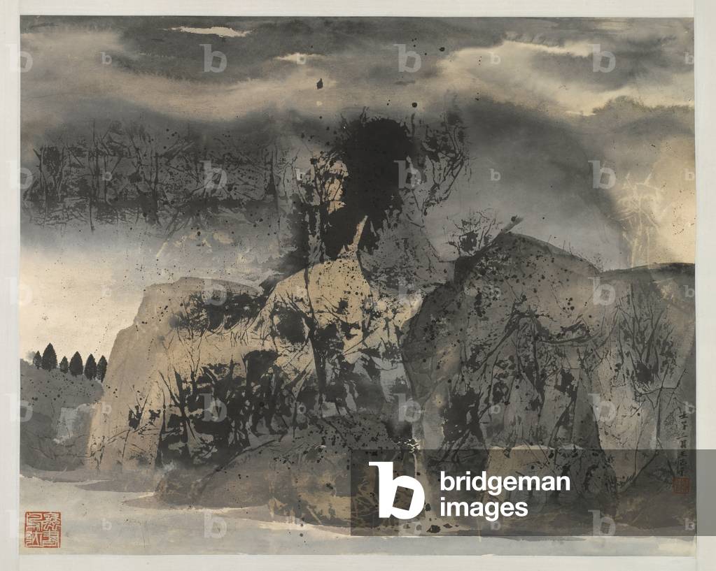 Paesaggio, 1972 (inchiostro e colore chiaro su carta)