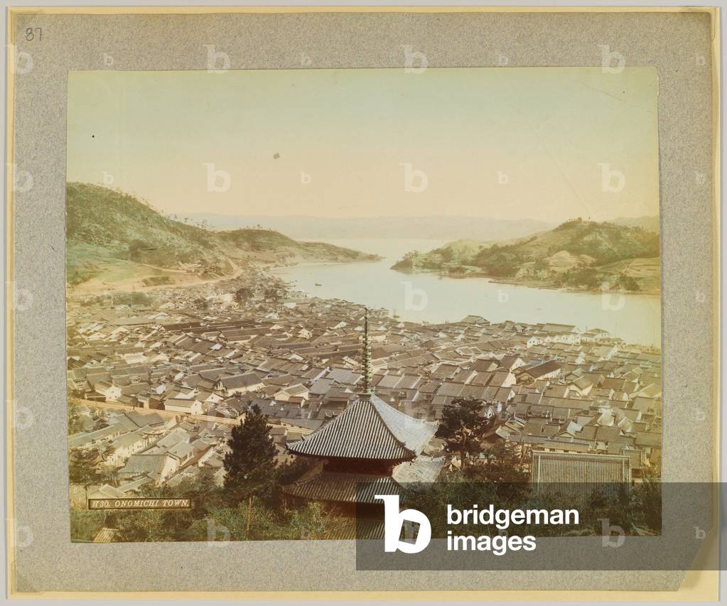 Onomichi Town, Japan (hand-coloured b/w photo)