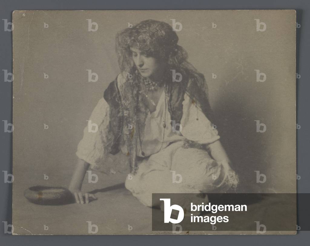 Studio shot of a European in gypsy costume (silver albumen photo)