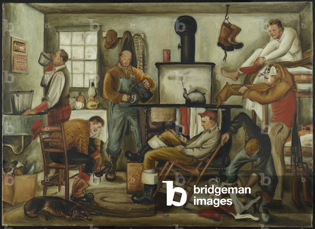 alba di un caccia mattina, c. 1945 (olio su tela)