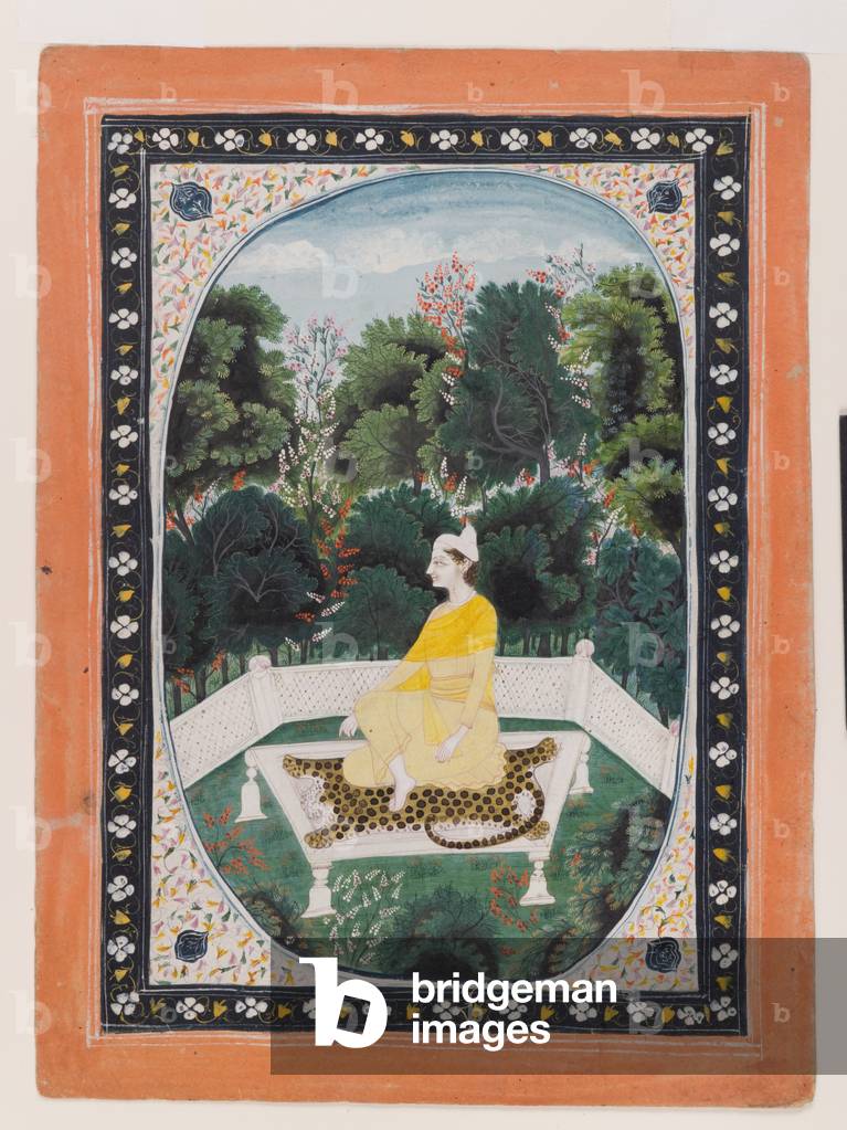 Man meditating in a garden setting, c.1820-40 (w/c on paper)