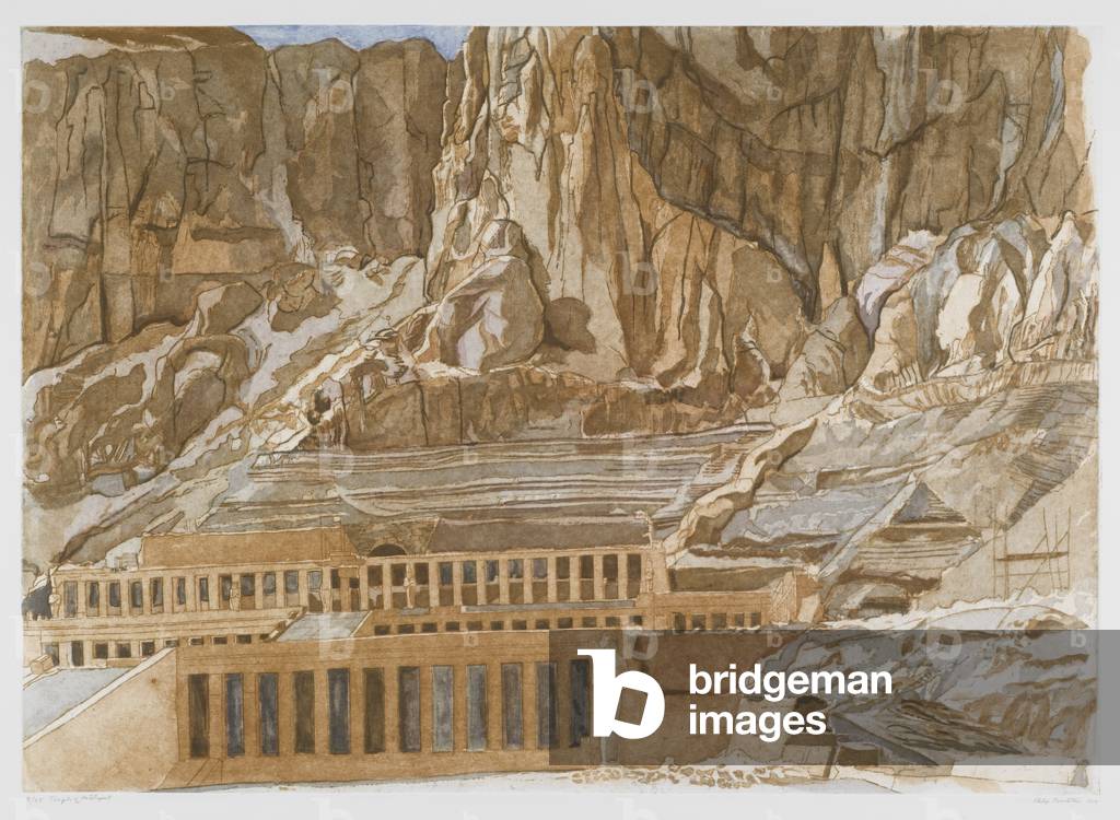 Temple of Hatshepsut, 1979 (sugar-lift aquatint & roulette)