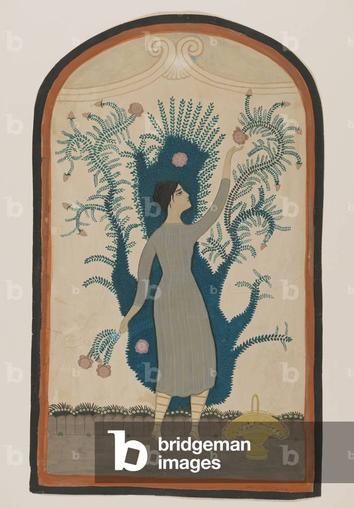 Untitled (Standing Woman Reaching for a Flower) 1918 (gouache on paper)