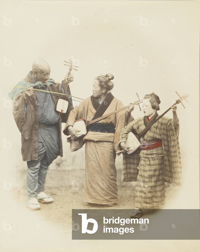 Musicians (hand-coloured b/w photo)