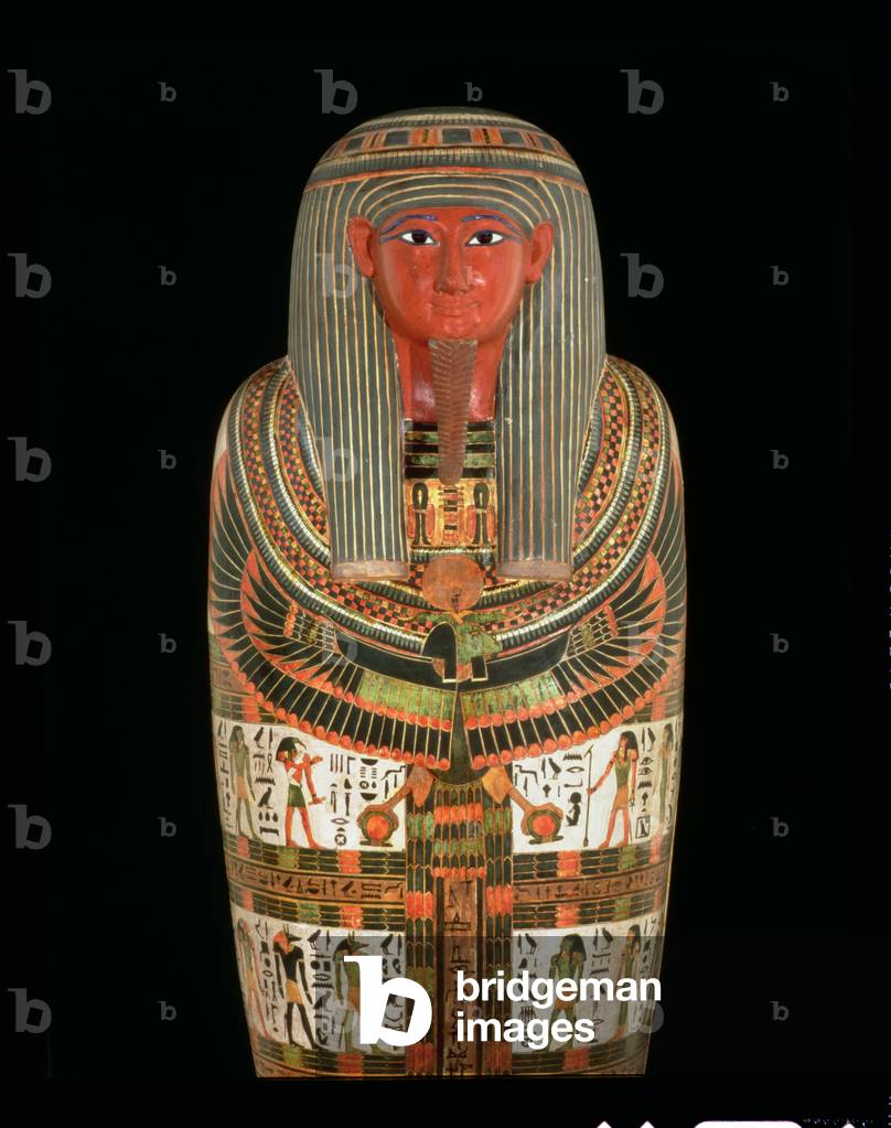 Mummy Cartonnage of Nespanetjerepenere, detail, probably from Thebes, Third Intermediate Period (linen or papy