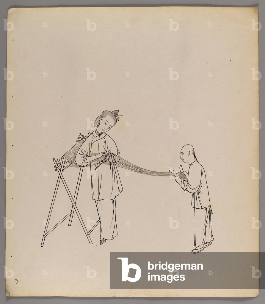 Album of separate leaves: 'Silk Cultivation and Production' (ink on paper) (see also 499288-303)