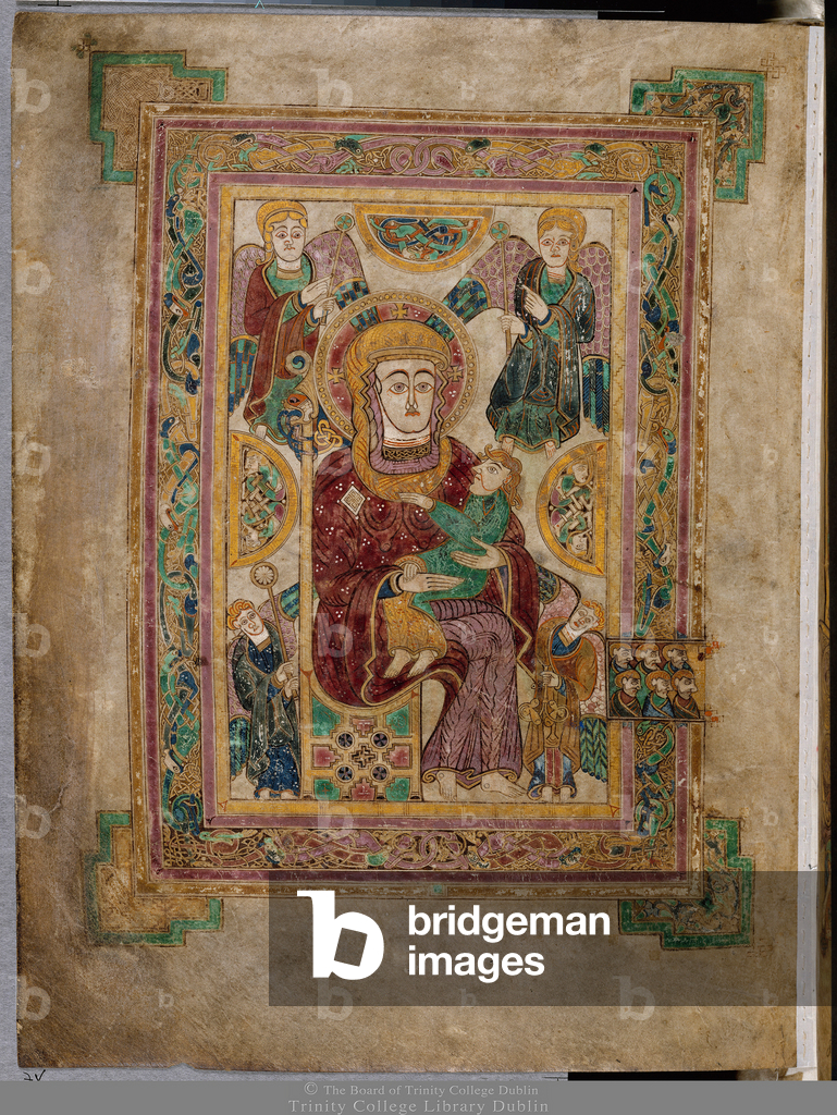 MS 58 fol.7v Virgin and Child Enthroned, from the Book of Kells, c.800 (vellum)