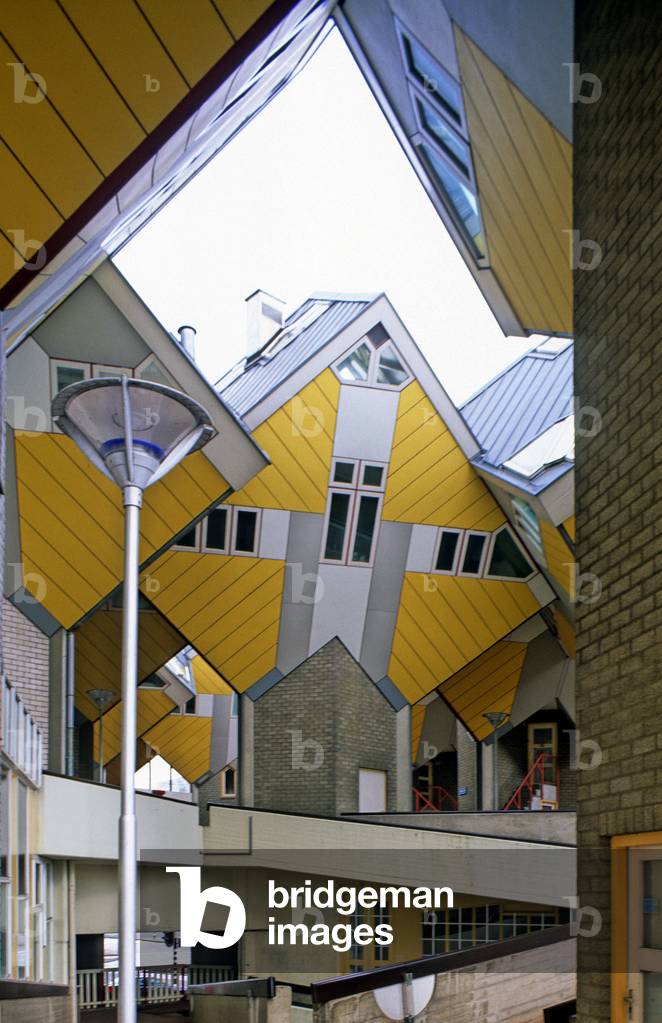 Cubic houses in Rotterdam (Netherlands). Construction 1984, architect Piet Blom.
