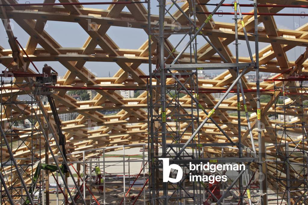 The construction site of the future Centre Pompidou in Metz (Moselle). Architects Shigeru Ban and Jean de Gastines, 2009-2010. Photography 28/06/09.