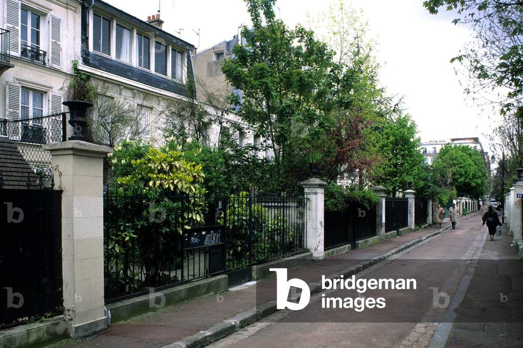 La Cite des Fleurs in Paris 75017. The town was built in 1847 with the obligation for each owner to plant three flowering trees in his garden.