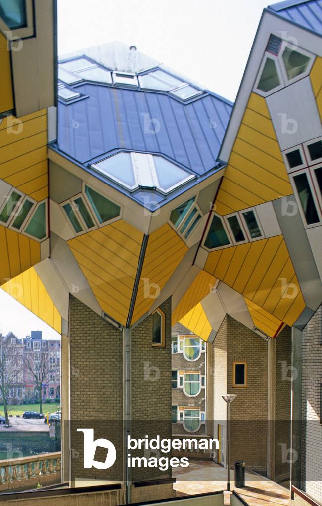Cubic houses in Rotterdam (Netherlands). Construction 1984, architect Piet Blom.