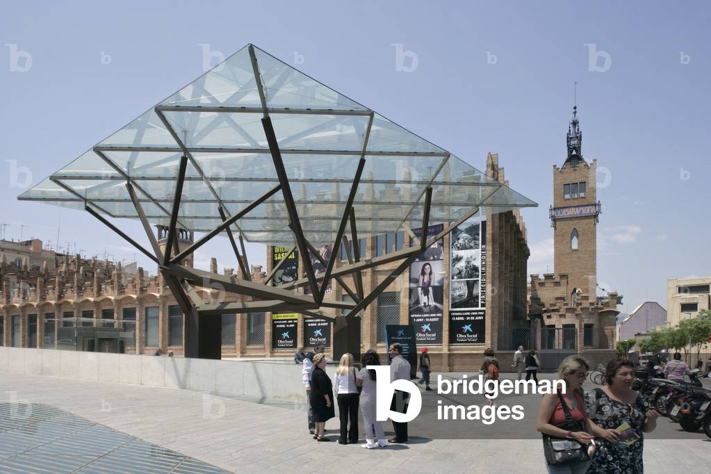 The Caixa Foundation, Caixa Forum, Montjuic in Barcelona (Spain). Architect Arata Isozaki, end of realisation 2002. Photography 30/05/07.