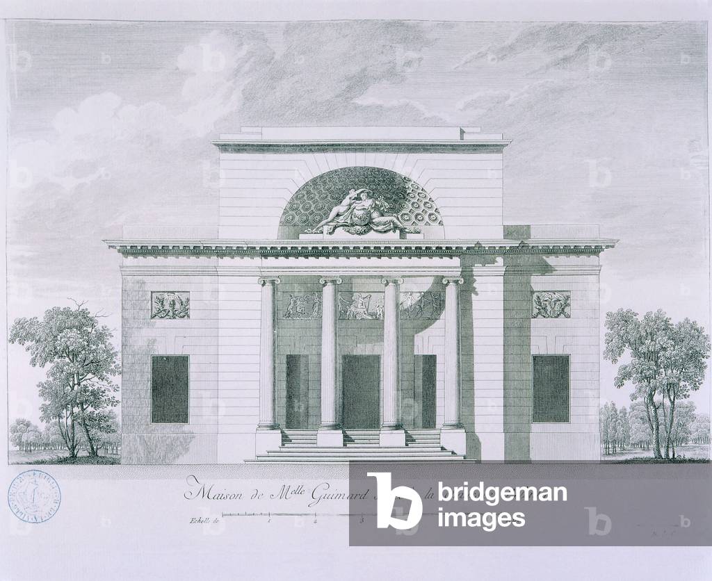 Maison de Mademoiselle Guimard, drawing by architect Claude Nicolas Ledoux (1736-1806), published in 1807 in her book L'architecture consideree sous le relation à l'art, les moreurs et de la legislation.