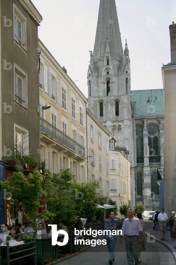 The Cathedral of Chartres (Eure and Loire). Built partly from 1145, and rebuilt in twenty-six years after the fire of 1194, it is the monument par excellence of French Gothic art. Its vast nave of the purest ogival style, its porches with admirable mid-12th century sculptures, its shimmering set of stained glass windows from the 12th and 13th centuries make it an exceptional masterpiece and remarkably well preserved. The Cathedrale de Chartres has been listed as a UNESCO World Heritage Site since 1979. Photography 30/06/05.