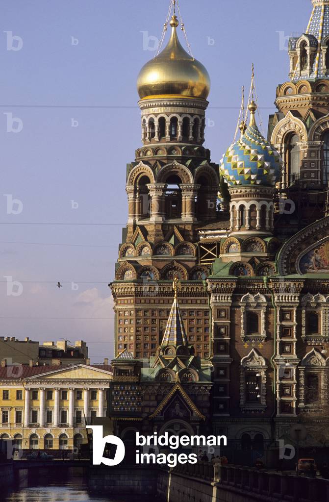The Cathedrale of the Resurrection of Christ (Cathedrale of the Holy Savior on the Verse Blood), Griboedov Canal in St. Petersburg (Russia). Architect Alfred Alexandrovitch Parland (1842-1920), 1883-1907