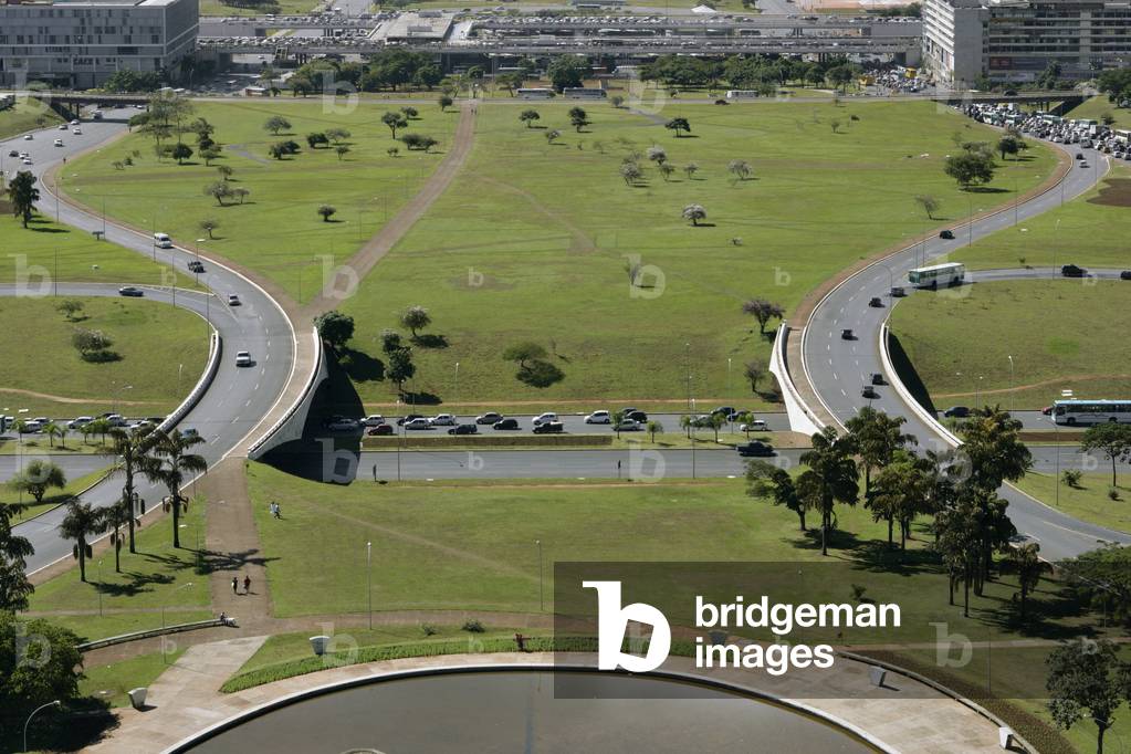The monumental axis of Brasilia (Brazil).