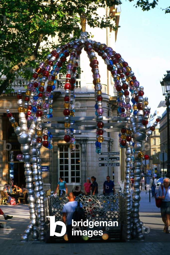 The metro station of the Palais Royal in Paris. Plastic intervention by Jean Michel Othoniel.