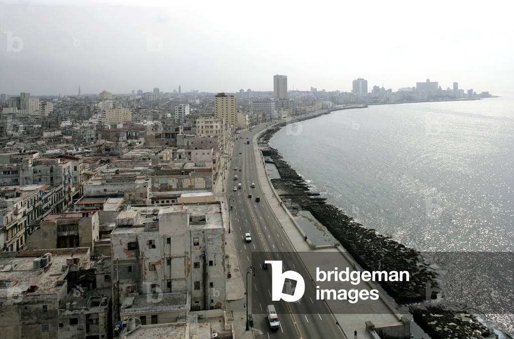 Panoramic view of the Malecon in Havana (Cuba).