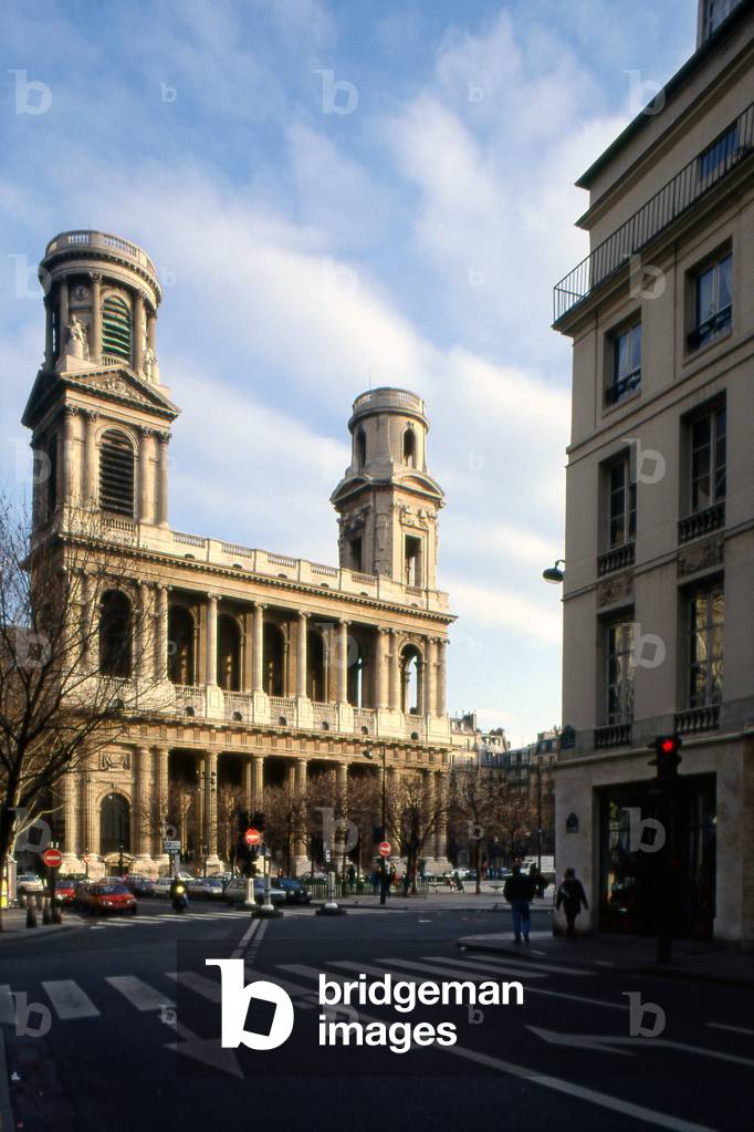 Church Saint Sulpice, Place Saint Sulpice, Paris 6th arrondissement. From 1646, Queen Anne of Austria laid the first stone. But the troubles of the sling and the problems of financing slowed down the construction of the Church (architect Jean Nicolas Servandoni (1695-1766).), which was definitively completed only in 1774-1780.