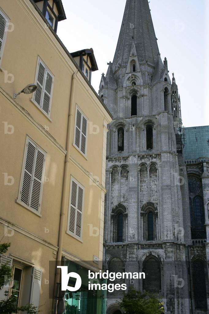 The Cathedral of Chartres (Eure and Loire). Built partly from 1145, and rebuilt in twenty-six years after the fire of 1194, it is the monument par excellence of French Gothic art. Its vast nave of the purest ogival style, its porches with admirable mid-12th century sculptures, its shimmering set of stained glass windows from the 12th and 13th centuries make it an exceptional masterpiece and remarkably well preserved. The Cathedrale de Chartres has been listed as a UNESCO World Heritage Site since 1979. Photography 30/06/05.