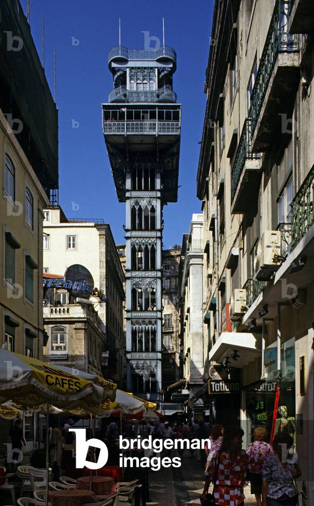 The Santa Justa lift in Lisbon (Portugal). Ingenieur Raul Mesnier de Ponsard (1849-1914), 1902.