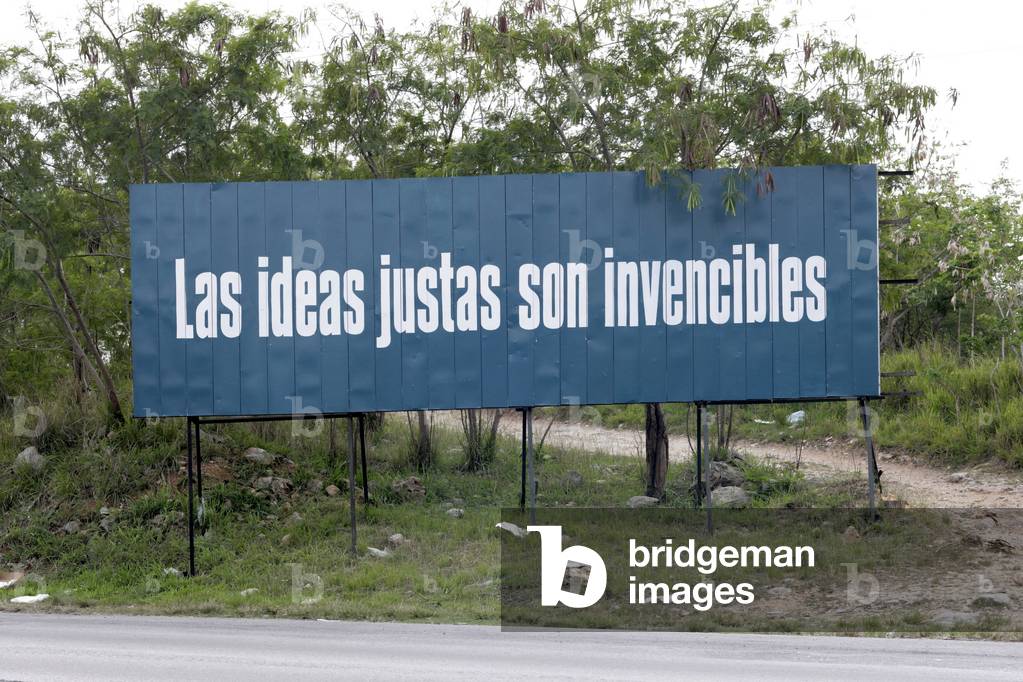 Propaganda poster located in the outskirts of Havana, Cuba.