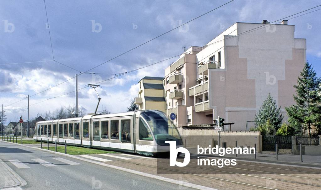 The tram in Strasbourg (Bas Rhin, Alsace).