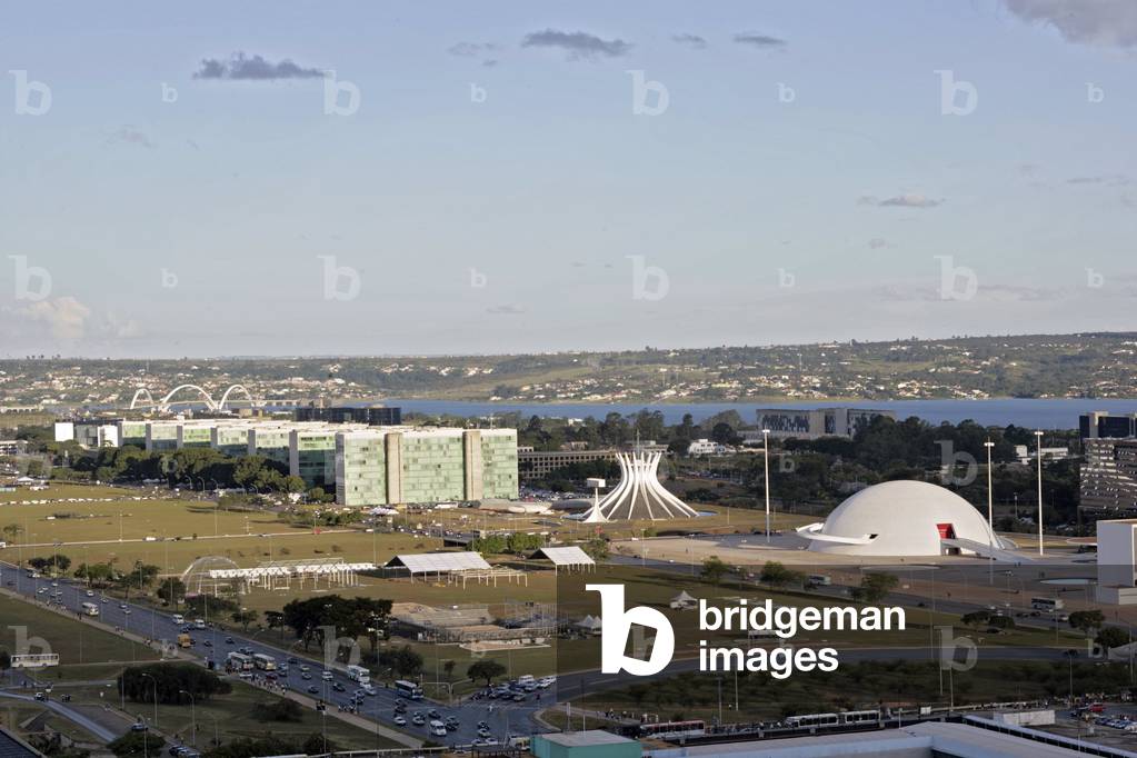 The monumental axis of Brasilia (Brazil).