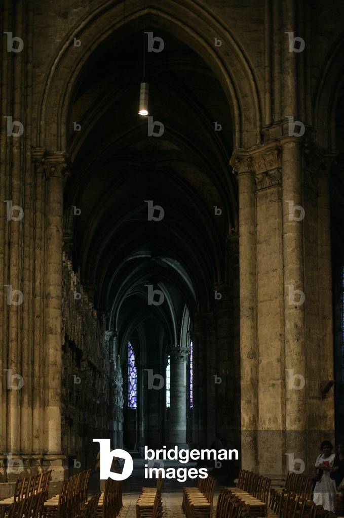 The Cathedral of Chartres (Eure and Loire). Built partly from 1145, and rebuilt in twenty-six years after the fire of 1194, it is the monument par excellence of French Gothic art. Its vast nave of the purest ogival style, its porches with admirable mid-12th century sculptures, its shimmering set of stained glass windows from the 12th and 13th centuries make it an exceptional masterpiece and remarkably well preserved. The Cathedrale de Chartres has been listed as a UNESCO World Heritage Site since 1979. Photography 30/06/05.