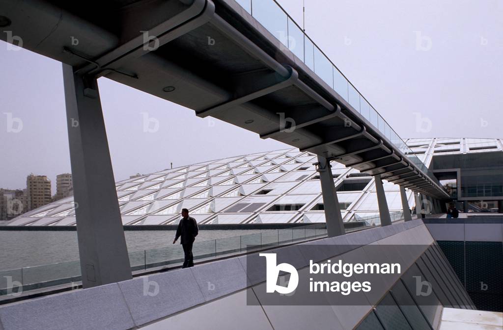 The Library of Alexandria in Egypt (Bibliotheca Alexandrina), Architect Snohetta, 2002.