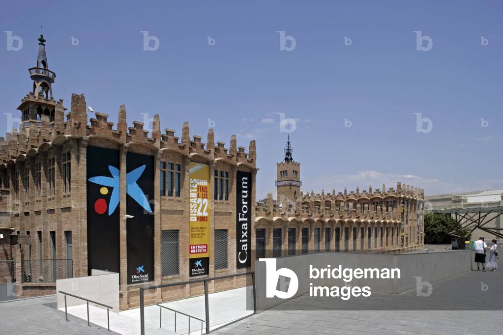 The Caixa Foundation, Caixa Forum, Montjuic in Barcelona (Spain). Architect Arata Isozaki, end of realisation 2002. Photography 30/05/07.