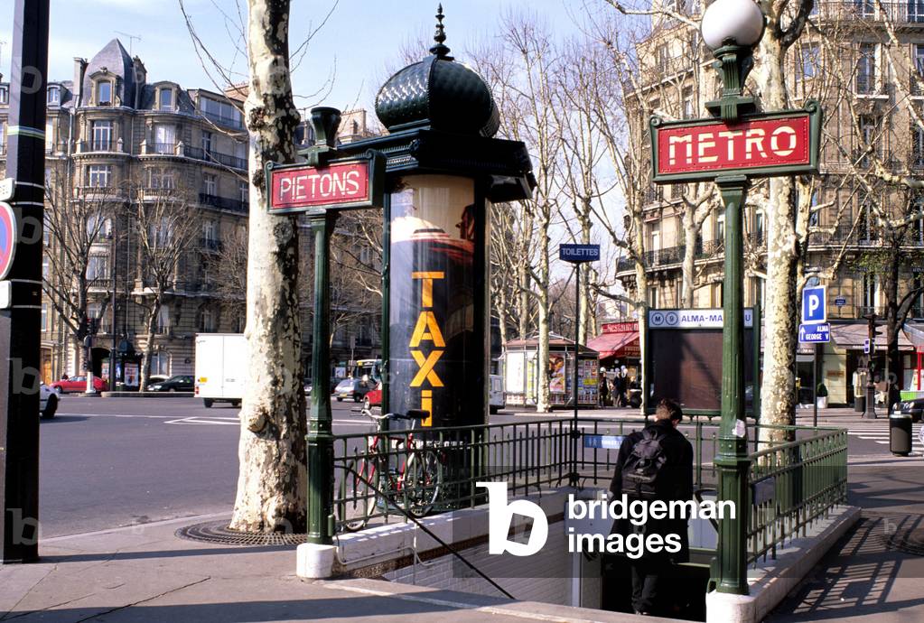 Metro station in Alma Marceau, Paris 75008.