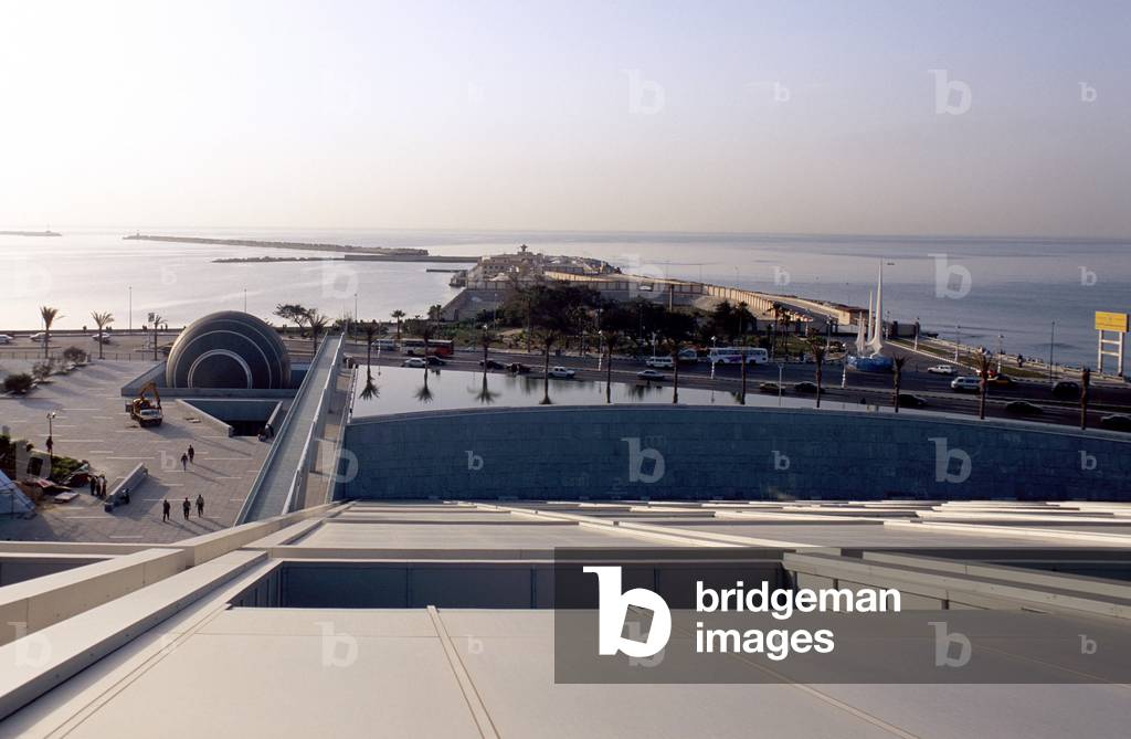 The Library of Alexandria in Egypt (Bibliotheca Alexandrina), Architect Snohetta, 2002.