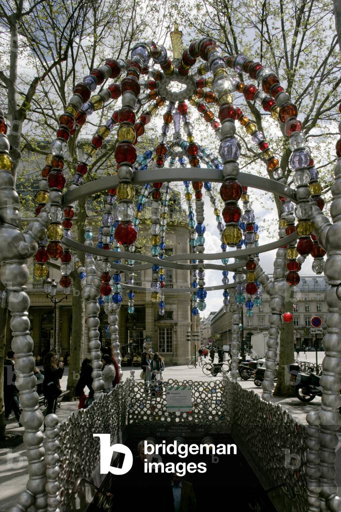 The metro station of the Palais Royal in Paris. Plastic intervention by Jean Michel Othoniel in 2000. Photography 20001.