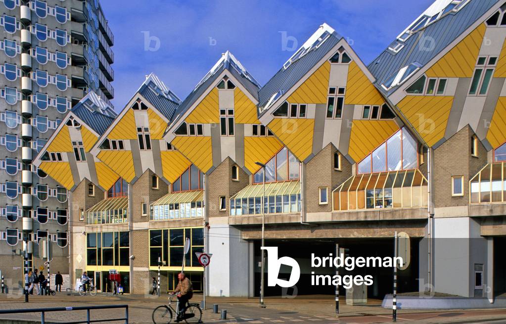 Cubic houses in Rotterdam (Netherlands). Construction 1984, architect Piet Blom.