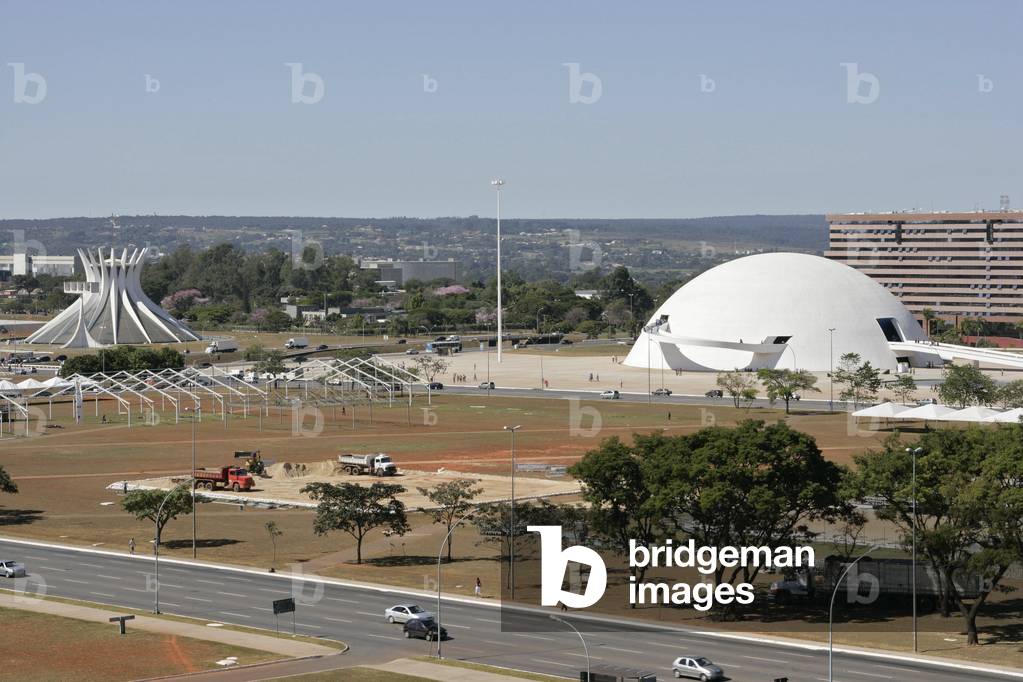 The monumental axis of Brasilia (Brazil).