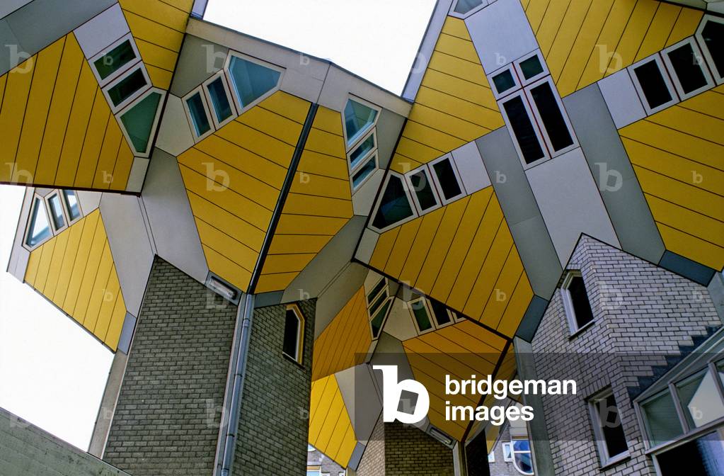 Cubic houses in Rotterdam (Netherlands). Construction 1984, architect Piet Blom.