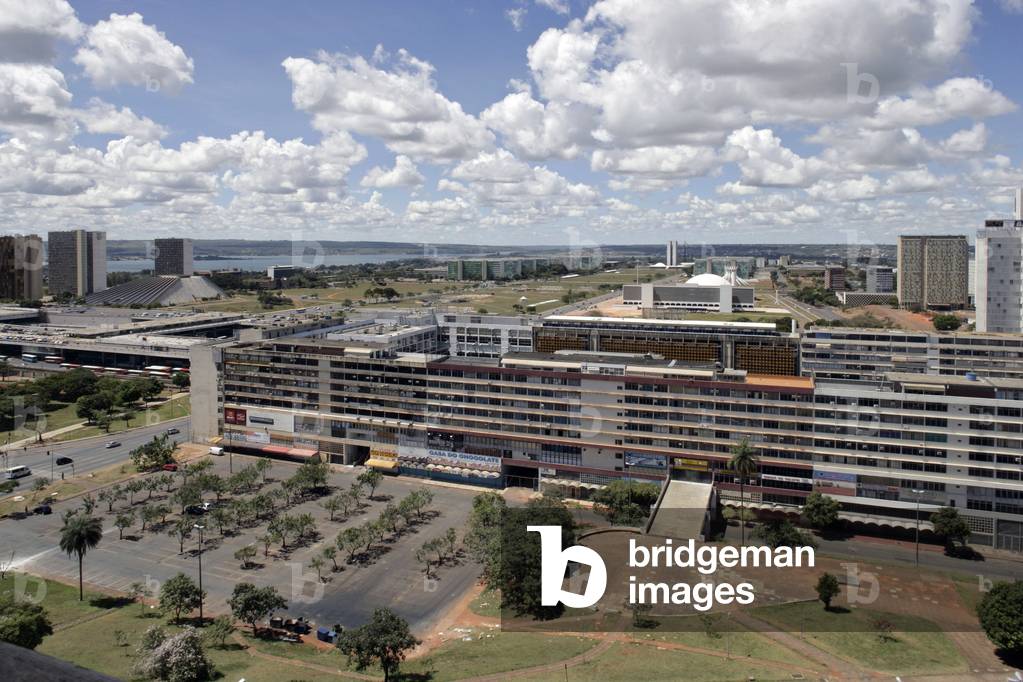 General view of the monumental axis of Brasilia (Brazil).