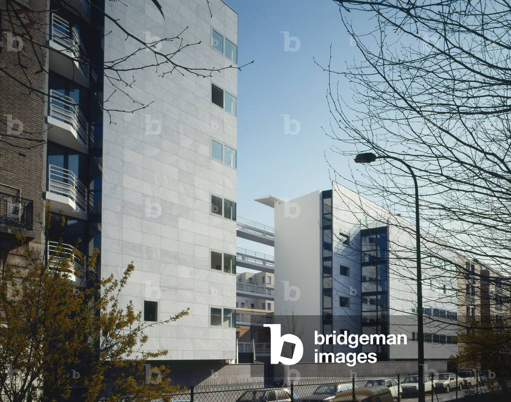 Social housing for officials of the Ministry of Finance in Paris 75013. Architects Francois Leclercq and Fabrice Dusapin, 1987. Photography 1987.