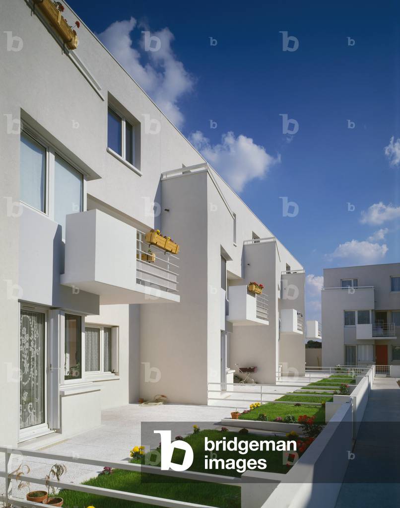 Social housing, rue Deslandes a Gennevilliers (Hauts de Seine). Realisation 1989, architect Patrick Chavannes. Photography 1989.
